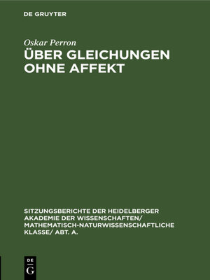cover image of Über Gleichungen ohne Affekt
